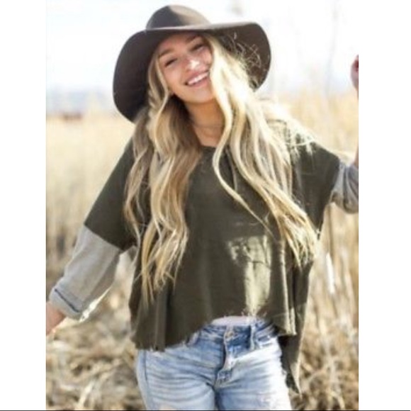 HP NWT Super Cute Free People Army Henley top - Picture 4 of 7